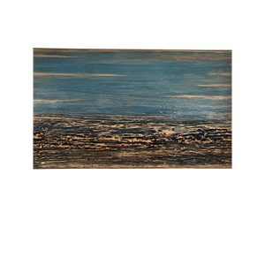 Tiefsinn - Abstraktes Acrylgemälde mit blauem Himmel und strukturierter Erdlandschaft auf Canvas - Lichtarts Medium